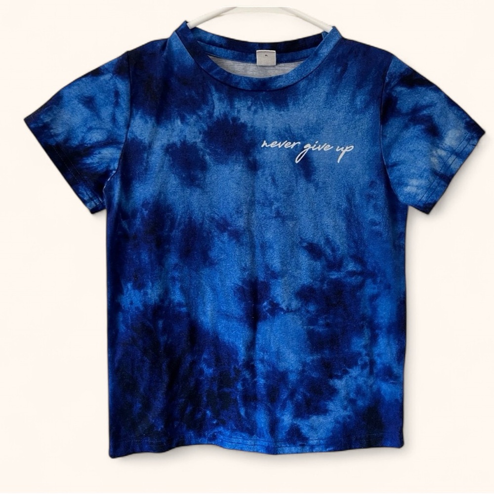 ❤️ 5/$20 SHEIN Kids 130 Boys Small Short Sleeve Royal Blue Tie Dye Graphic Shirt